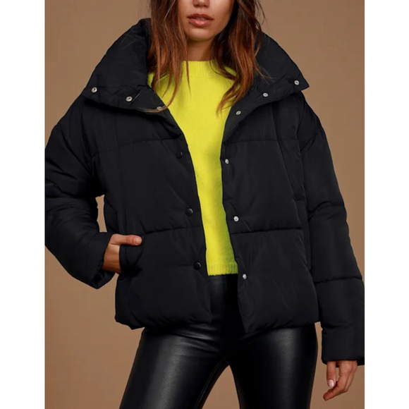 Free People Jackets & Blazers - Free People Weekender Black Quilted Puffer Jacket S
